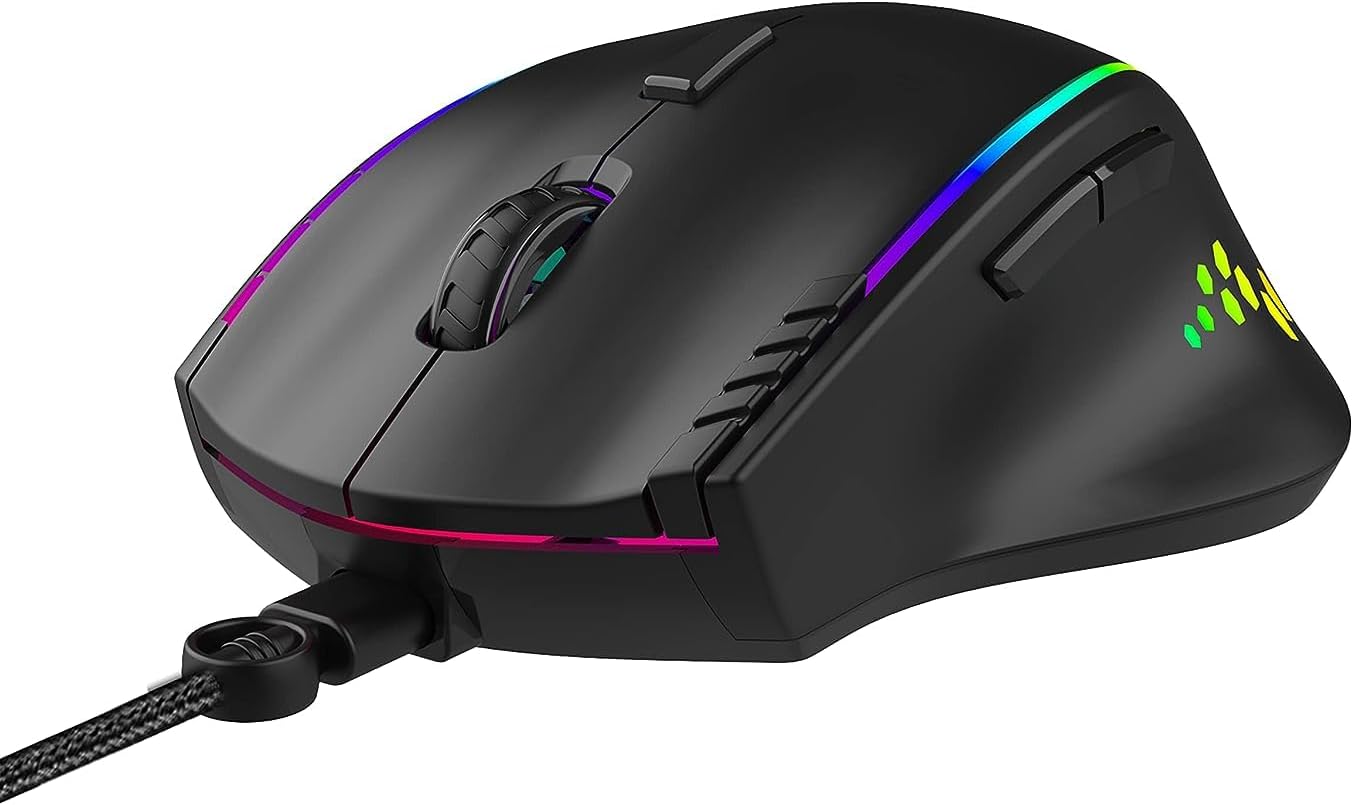 Ant Esports GM600 RGB Wired Programmable Gaming Mouse 7200 DPI Optical Sensor HUANO Mouse Switches 7-Button Design with Macros Support