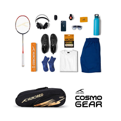 Hundred Cosmogear Badminton Kit-bag Double Zipper Bag Front Zipper Pocket | Material: Polyester | Padded Back Straps | Easy-Carry Handle