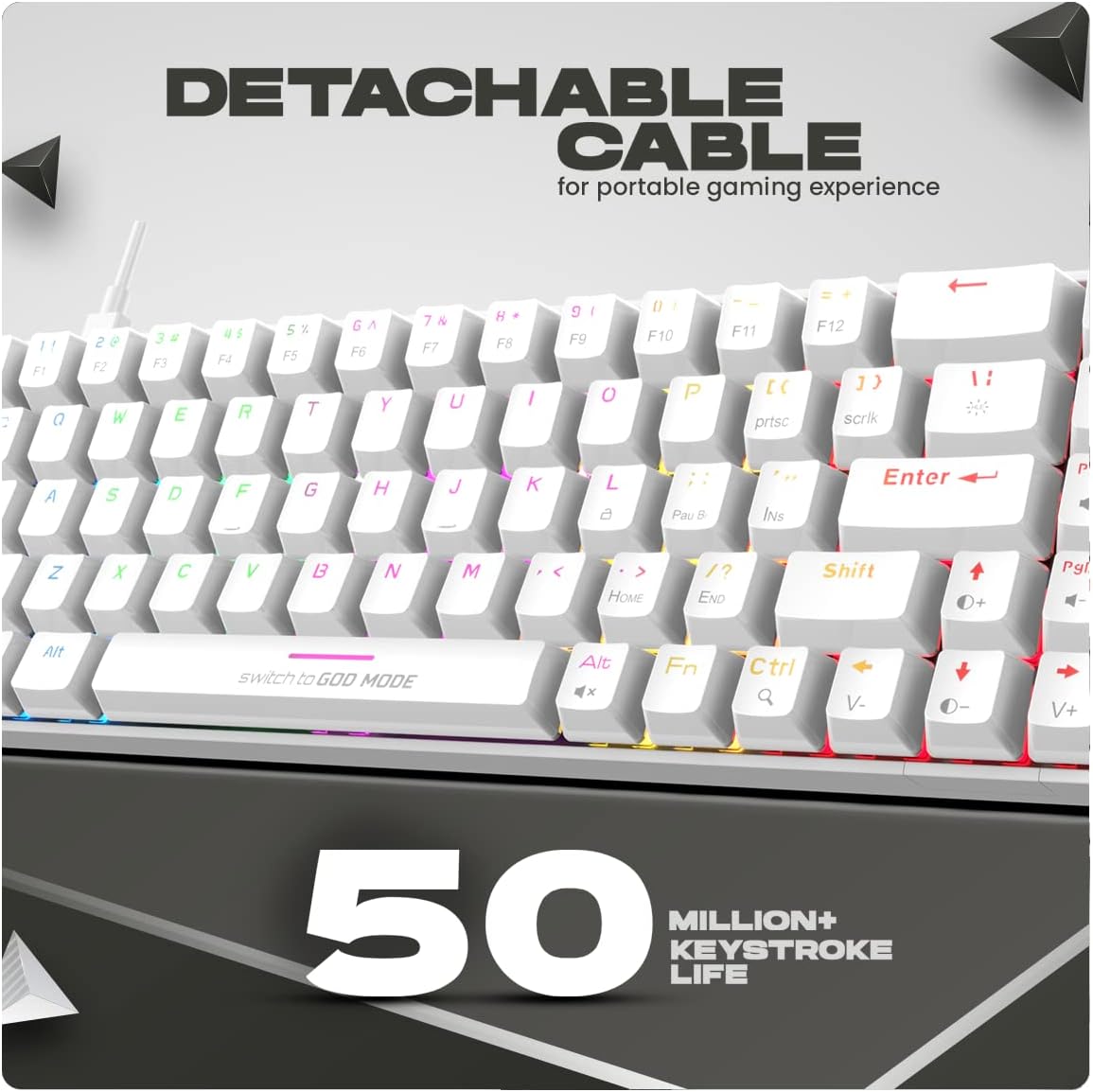Cosmic Byte CB-GK-36 Artemis 68Key Per Key RGB Wired Mechanical Keyboard with Outemu Swappable Blue Switches and Software (White)