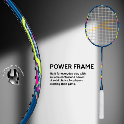 HUNDRED Powertek 2000 PRO Graphite Strung Badminton Racket with Full Racket Cover | For Intermediate Players | Weight: 90 grams | Maximum String Tension