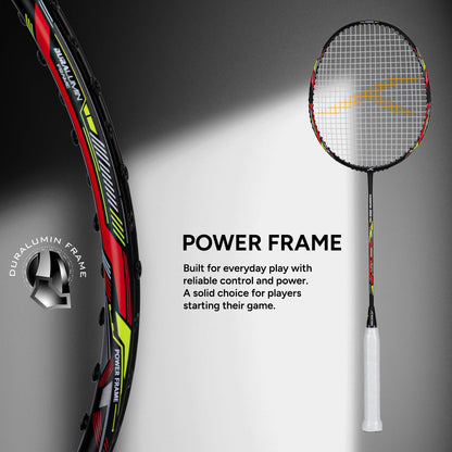 HUNDRED Powertek 2000 PRO Graphite Strung Badminton Racket with Full Racket Cover | For Intermediate Players | Weight: 90 grams | Maximum String Tension