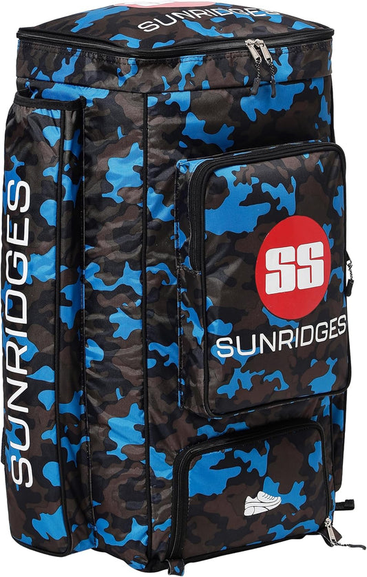 Ss Camo Duffle Cricket kit Bag | Colour: Blue | Size: Large | Light Weight with Attractive Design | Weather-Resistant | Spacious Storage | Stylish and Sporty | Shoulder Straps | Special Bat Holder