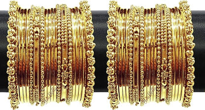 YouBella Jewellery Gold Plated Brass Bracelet Bangle Set for Women (Set of 2), Small, Metal, No Gemstone