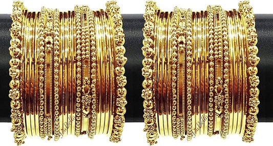 YouBella Jewellery Gold Plated Brass Bracelet Bangle Set for Women (Set of 2), Small, Metal, No Gemstone