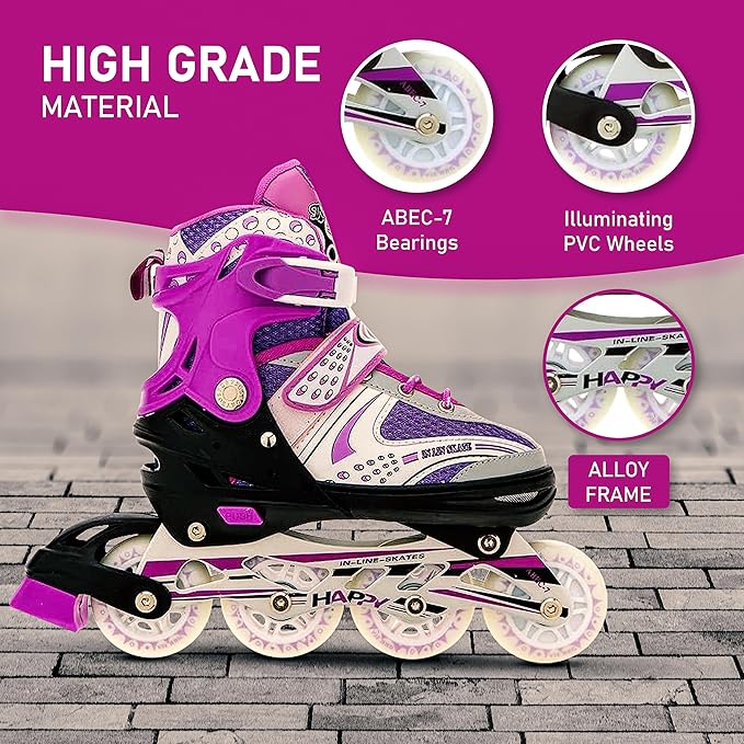 VEERA V732 Aluminum-Alloy Adjustable Inline Skates | 70mm Wheels