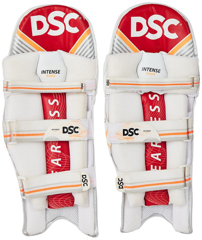 DSC Boys Intense Rage Leather Cricket Batting Right Leg Guard (White Red)