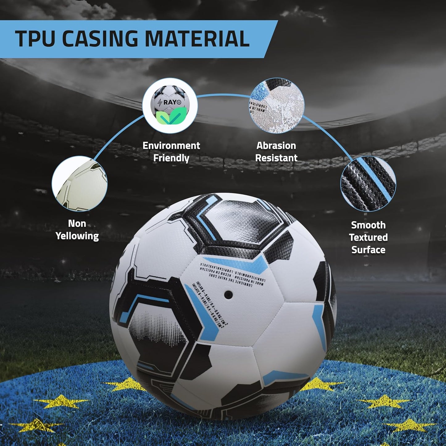 Rayo Striker 32 Panel Machine Stitched Football of Size 5 | Material: TPU | Multicoloured | for Training in Clubs, Leagues and Academies Level Professional Matches