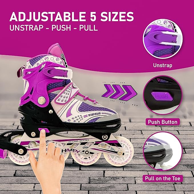 VEERA V732 Aluminum-Alloy Adjustable Inline Skates | 70mm Wheels