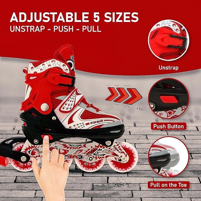 Veera 733 Adjustable Large Inline Skates, 70mm Wheels