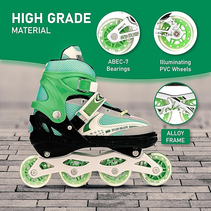 Veera 733 Adjustable Large Inline Skates, 70mm Wheels