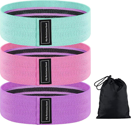 Anythingbasic Resistance Loop Bands Set of 3 Pieces With Light, Medium and Heavy Resistance Level | Multi Colour | Material : Cotton | Resistance Band for Squats, Hip & Glute Workouts for Men & Women