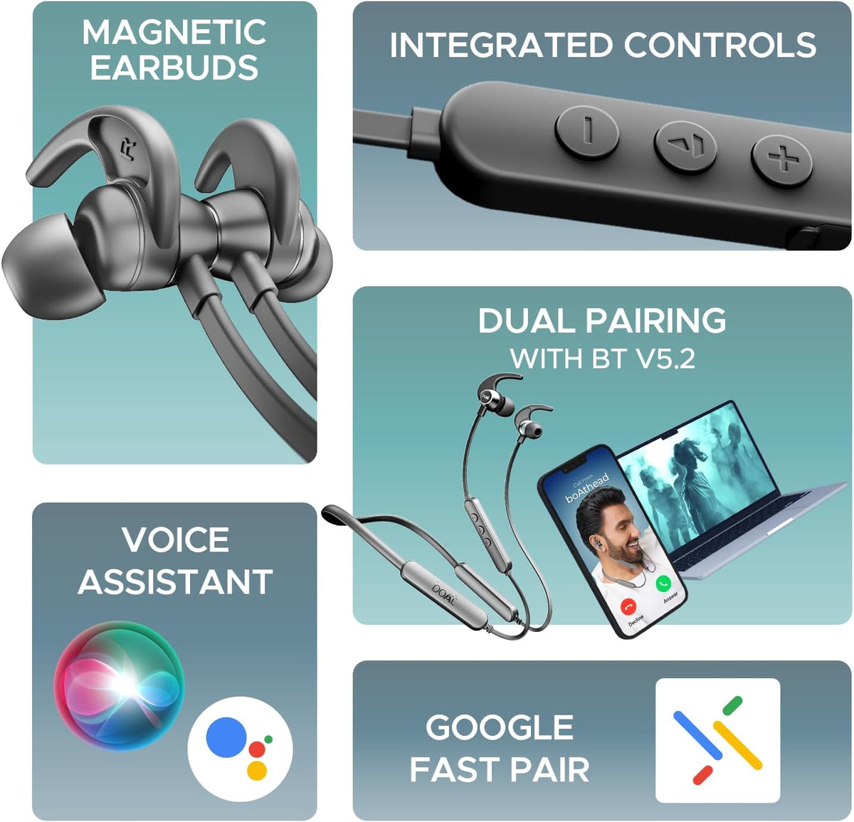 boAt Rockerz 255 Pro+, 60HRS Battery, Fast Charge, IPX7, Dual Pairing, Low Latency, Magnetic Earbuds, in Ear Bluetooth Neckband, Wireless with Mic Earphones (Cosmic Grey)
