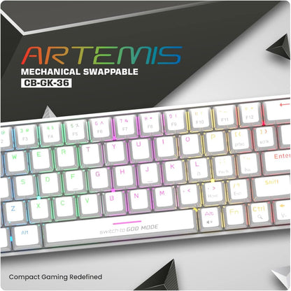 Cosmic Byte CB-GK-36 Artemis 68Key Per Key RGB Wired Mechanical Keyboard with Outemu Swappable Blue Switches and Software (White)