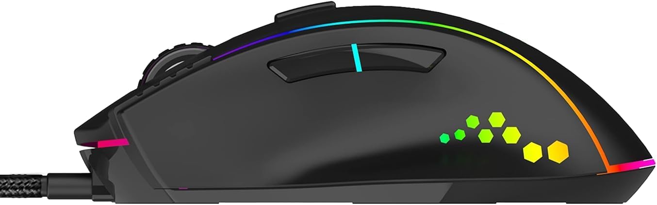 Ant Esports GM600 RGB Wired Programmable Gaming Mouse 7200 DPI Optical Sensor HUANO Mouse Switches 7-Button Design with Macros Support