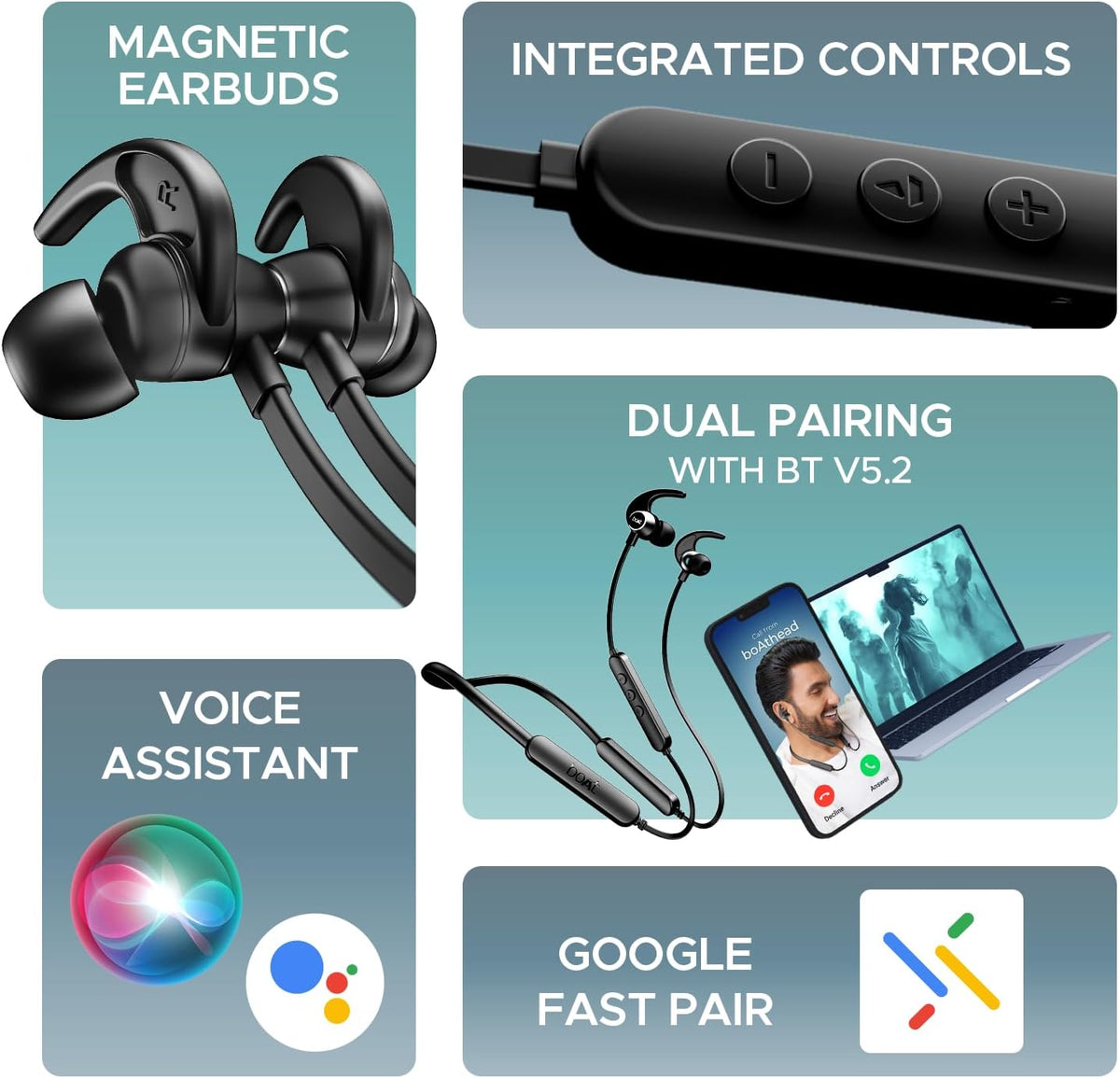 boAt Rockerz 255 Pro+, 60HRS Battery, Fast Charge, IPX7, Dual Pairing, Low Latency, Magnetic Earbuds, in Ear Bluetooth Neckband, Wireless with Mic Earphones (Active Black)