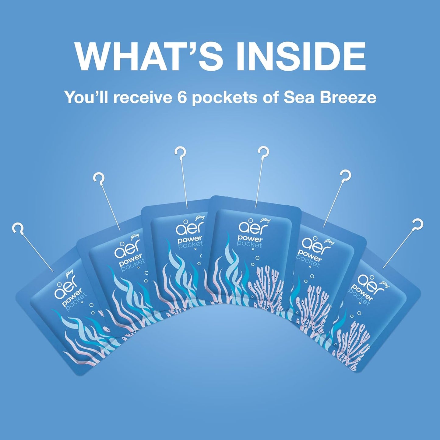 AER Power Pocket Seabreeze Solid Gel Air Freshener, Pack of 6 | Long-lasting solid gel air freshener for the entire home; fresh Seabreeze scent