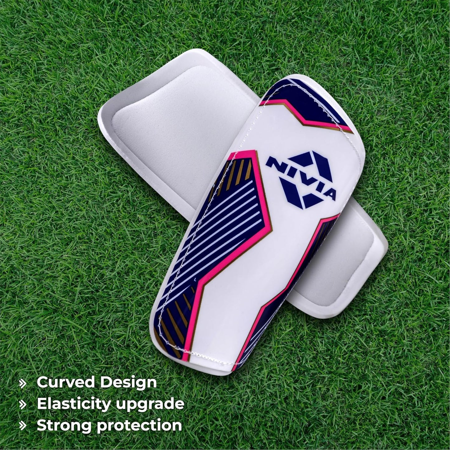 Nivia Classic Shin Guards with Sleeves for Youth and Adults (Medium) | for Football Games Matches, Training, Basketball, Baseball, Cycling | Light Weight & Breathable with Lycra Sleeves