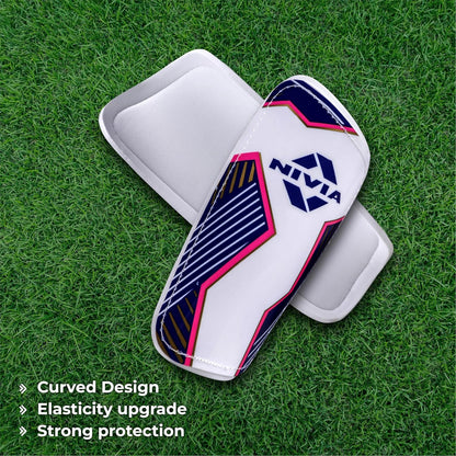 Nivia Classic Shin Guards with Sleeves for Youth and Adults (Medium) | for Football Games Matches, Training, Basketball, Baseball, Cycling | Light Weight & Breathable with Lycra Sleeves
