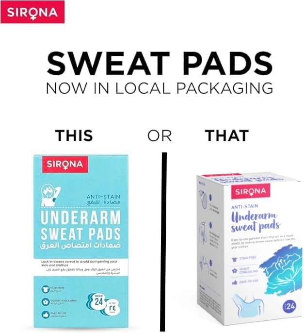 Sirona Disposable Underarm Sweat Pads | Ultra-Thin, Soft & Rash-Free Antiperspirant Shields | Absorbent Odour Blocker, Stain-Free Protection | Ideal for Hyperhidrosis | Pack of 24 Pads