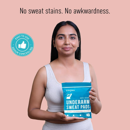 Sirona Disposable Underarm Sweat Pads | Ultra-Thin, Soft & Rash-Free Antiperspirant Shields | Absorbent Odour Blocker, Stain-Free Protection | Ideal for Hyperhidrosis | Pack of 24 Pads