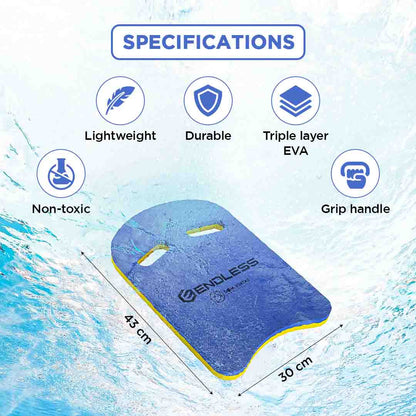 Endless EL1011 Swimming Kickboard With Comfortable Design | Material : EVA | For Beginners Swimming Training Floaters | For Kids and Adults Floating Pads