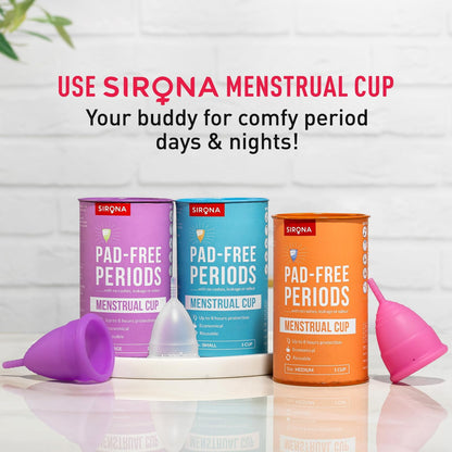 Sirona Menstrual Cup for Women| Wear for 12 Hours| Reusable Period Cup - Soft, Flexible, Leak-proof Design, Medical-Grade Non-Toxic Silicone, BPA and Latex Free
