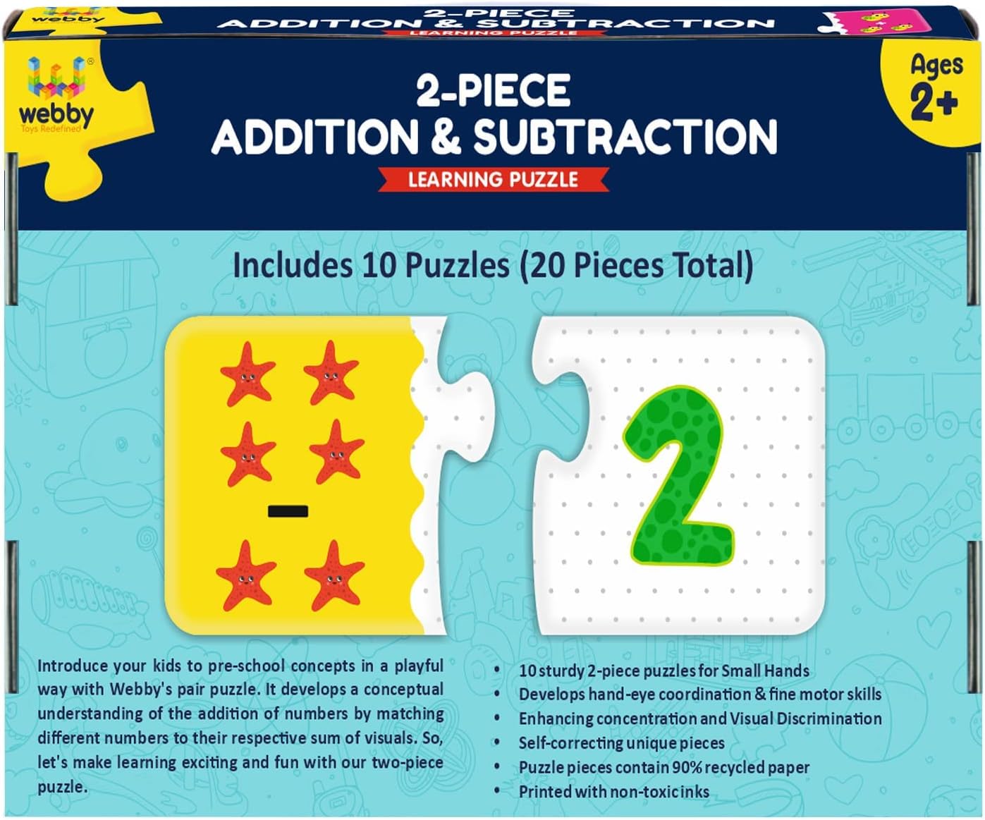 Webby Jigsaw Puzzle (2 Pieces) | Montessori Early Educational Toy for 2+ Years Kids | Boosts Brain Power, Focus & Fine Motor Skills