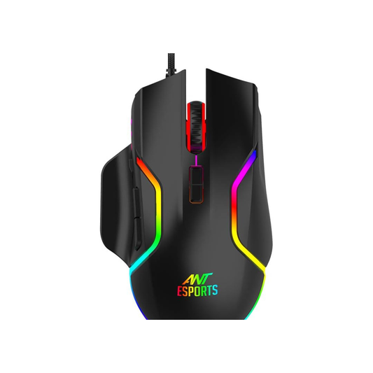 Ant Esports GM320 RGB Optical Wired Gaming Mouse | Ambidextrous Design | 8 Programmable Buttons | Adjustable DPI up to 12800 | RGB Lighting | Rapid-Fire Button