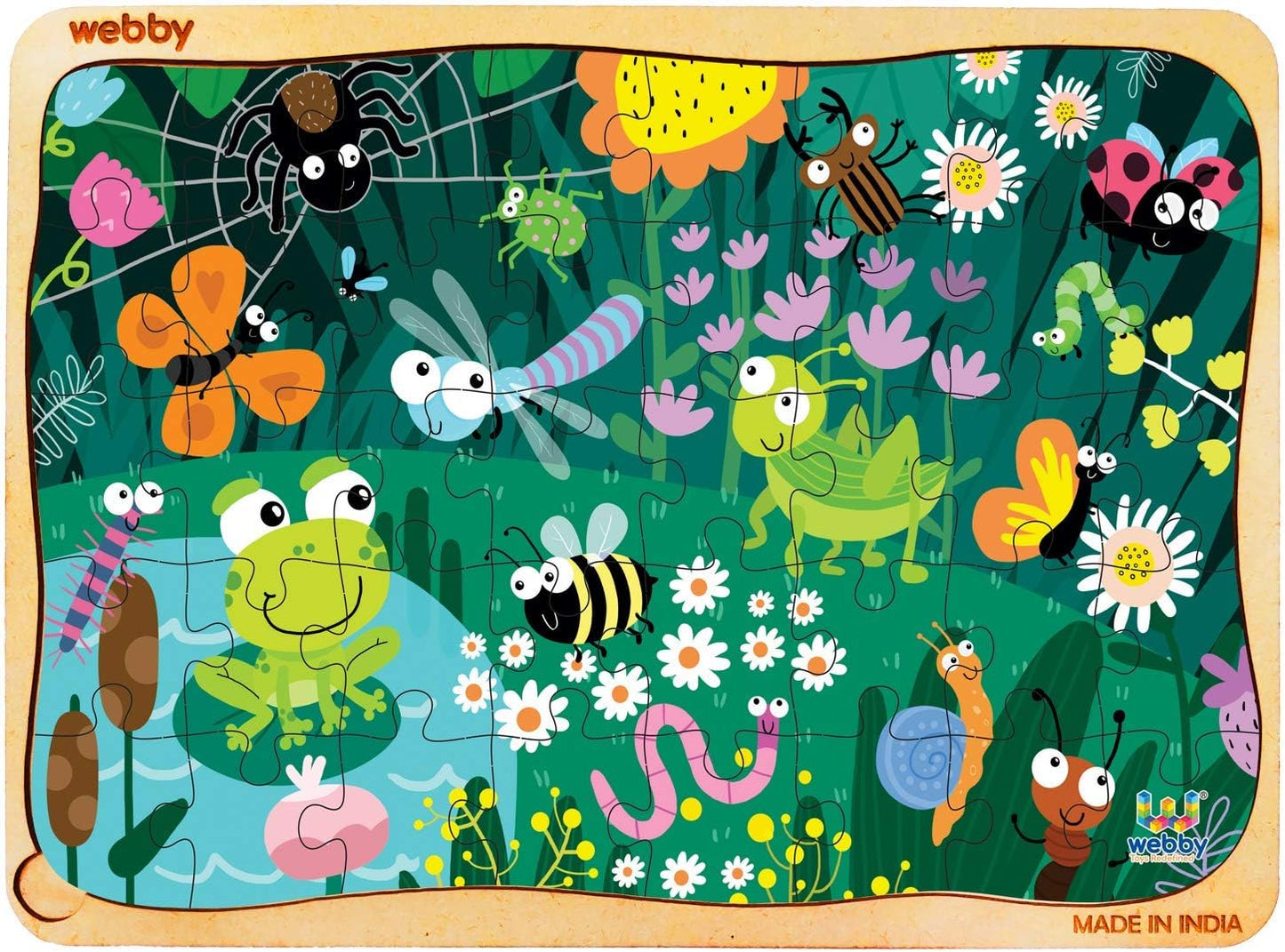 Webby Kids Wooden Jigsaw Puzzle | 40 Pieces | Educational Puzzle for 3-6 Years | Enhances Problem-Solving & Concentration | Includes Wooden Tray for Easy Storage