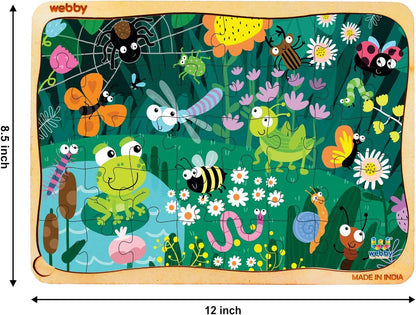 Webby Kids Wooden Jigsaw Puzzle | 40 Pieces | Educational Puzzle for 3-6 Years | Enhances Problem-Solving & Concentration | Includes Wooden Tray for Easy Storage