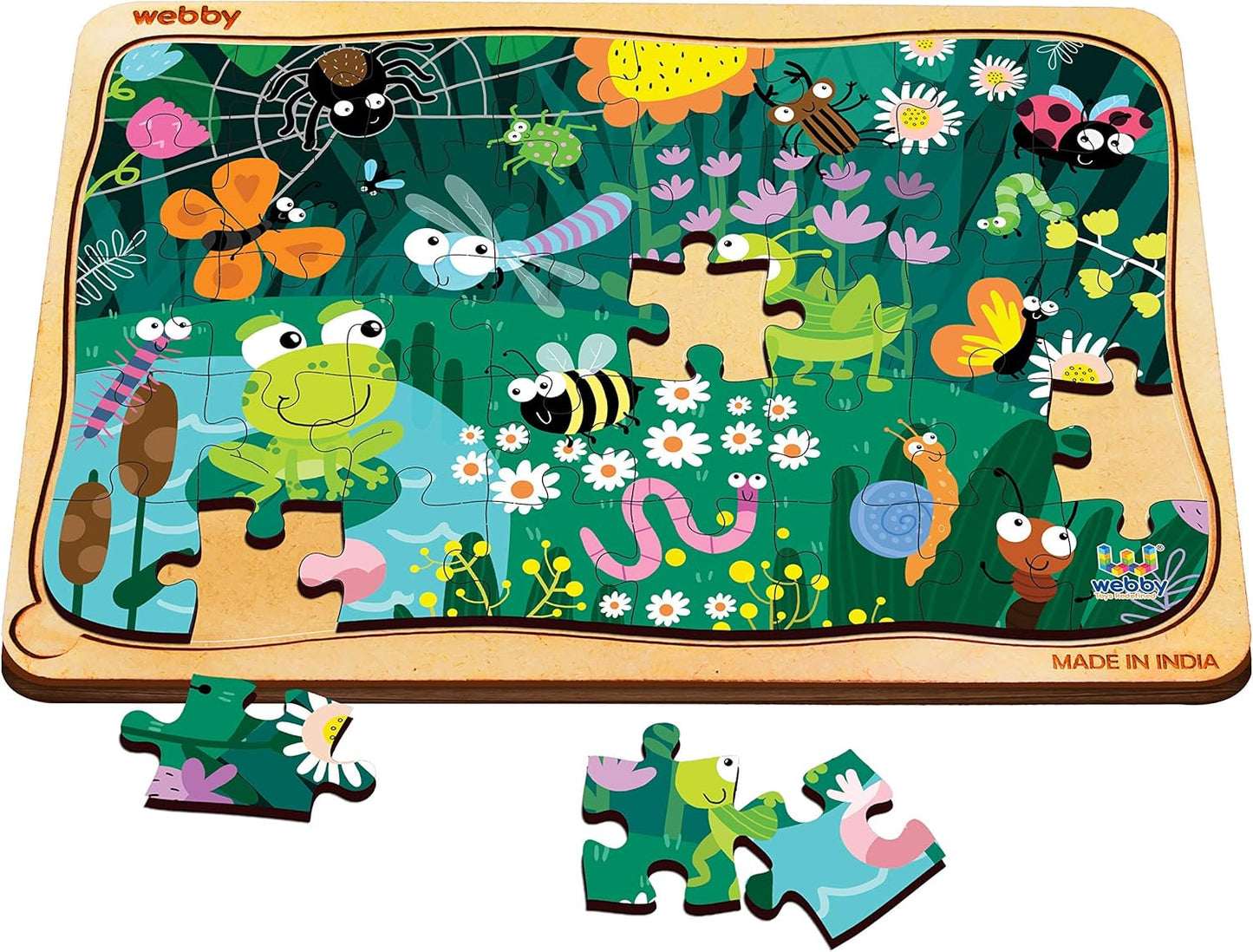 Webby Kids Wooden Jigsaw Puzzle | 40 Pieces | Educational Puzzle for 3-6 Years | Enhances Problem-Solving & Concentration | Includes Wooden Tray for Easy Storage