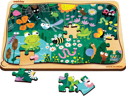 Webby Kids Wooden Jigsaw Puzzle | 40 Pieces | Educational Puzzle for 3-6 Years | Enhances Problem-Solving & Concentration | Includes Wooden Tray for Easy Storage