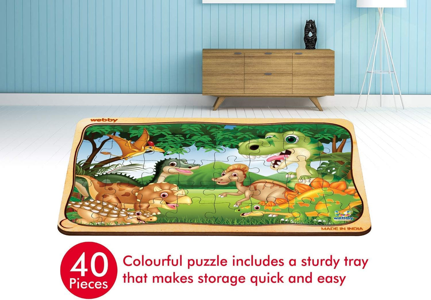 Webby Kids Wooden Jigsaw Puzzle | 40 Pieces | Educational Puzzle for 3-6 Years | Enhances Problem-Solving & Concentration | Includes Wooden Tray for Easy Storage