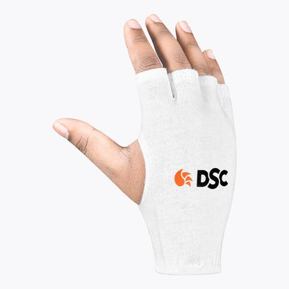 DSC Attitude Cricket Batting Inner Gloves For Boys | Cotton Material | Cut Finger for Better Grip | Faster Sweat Absorbtion | Kit for Men and Boys | White