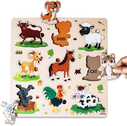 Webby Wooden Insects Montessori Educational Puzzle Board Toy for Boys and Girls Enhances Visual, Shape, and Colour Recognition Boosts Memory & Fine Motor Skills Child-Safe Design