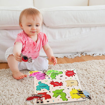 Webby Wooden Insects Montessori Educational Puzzle Board Toy for Boys and Girls Enhances Visual, Shape, and Colour Recognition Boosts Memory & Fine Motor Skills Child-Safe Design