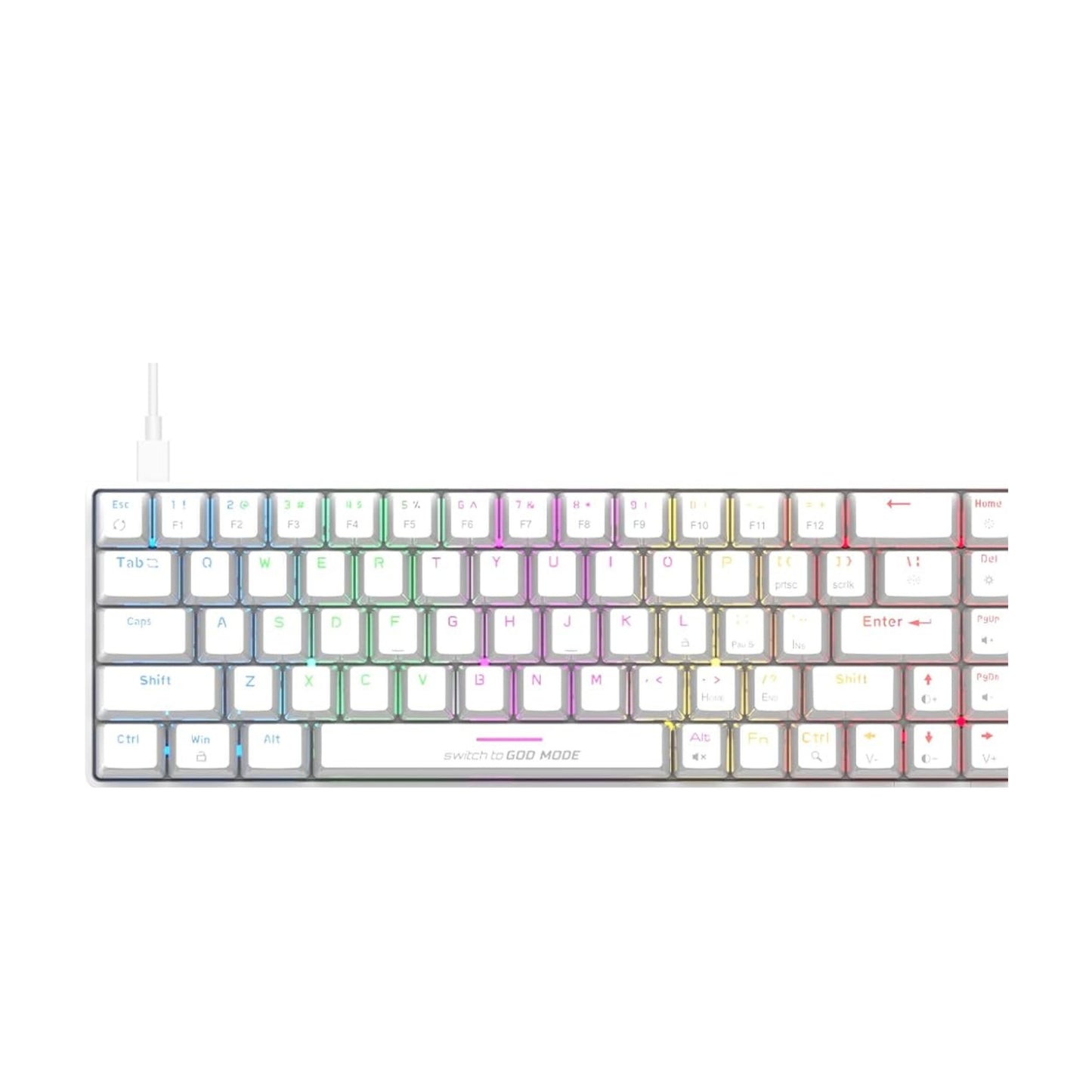 Cosmic Byte CB-GK-36 Artemis 68Key Per Key RGB Wired Mechanical Keyboard with Outemu Swappable Blue Switches and Software (White)
