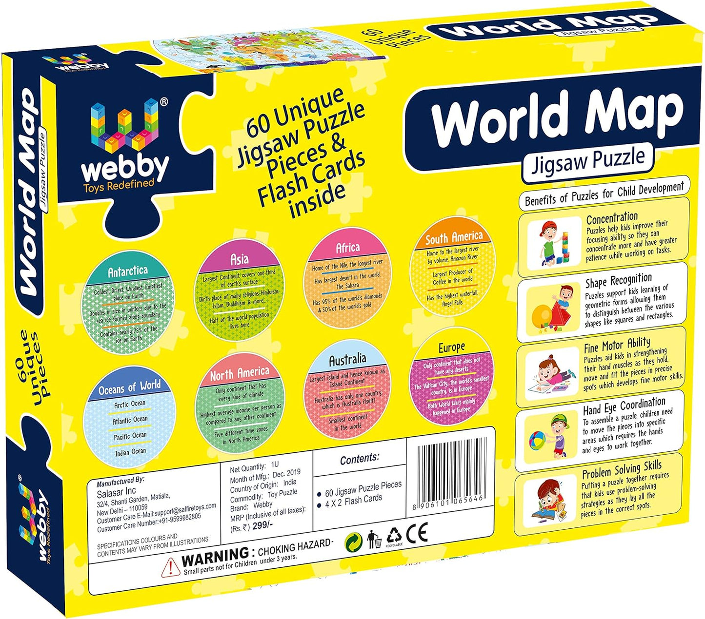 Webby Kid Jigsaw Floor Puzzle | 60 Pieces | Includes 4 Double-Sided Flashcards | Round-Shaped Educational Puzzle | Improves Memory, Concentration & Color Recognition for Kids