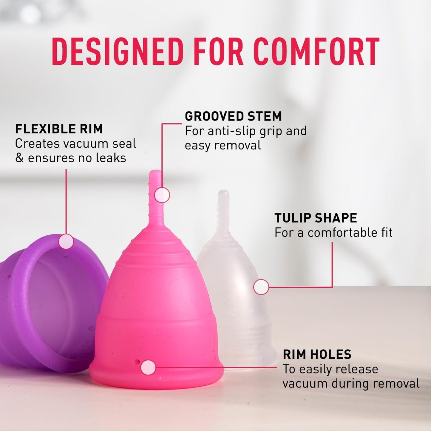 Sirona Menstrual Cup for Women| Wear for 12 Hours| Reusable Period Cup - Soft, Flexible, Leak-proof Design, Medical-Grade Non-Toxic Silicone, BPA and Latex Free