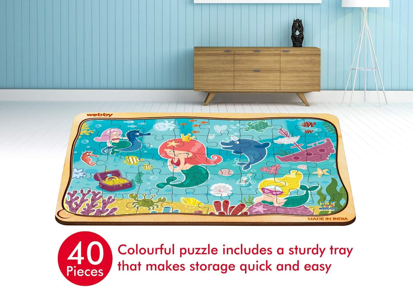 Webby Kids Wooden Jigsaw Puzzle | 40 Pieces | Educational Puzzle for 3-6 Years | Enhances Problem-Solving & Concentration | Includes Wooden Tray for Easy Storage