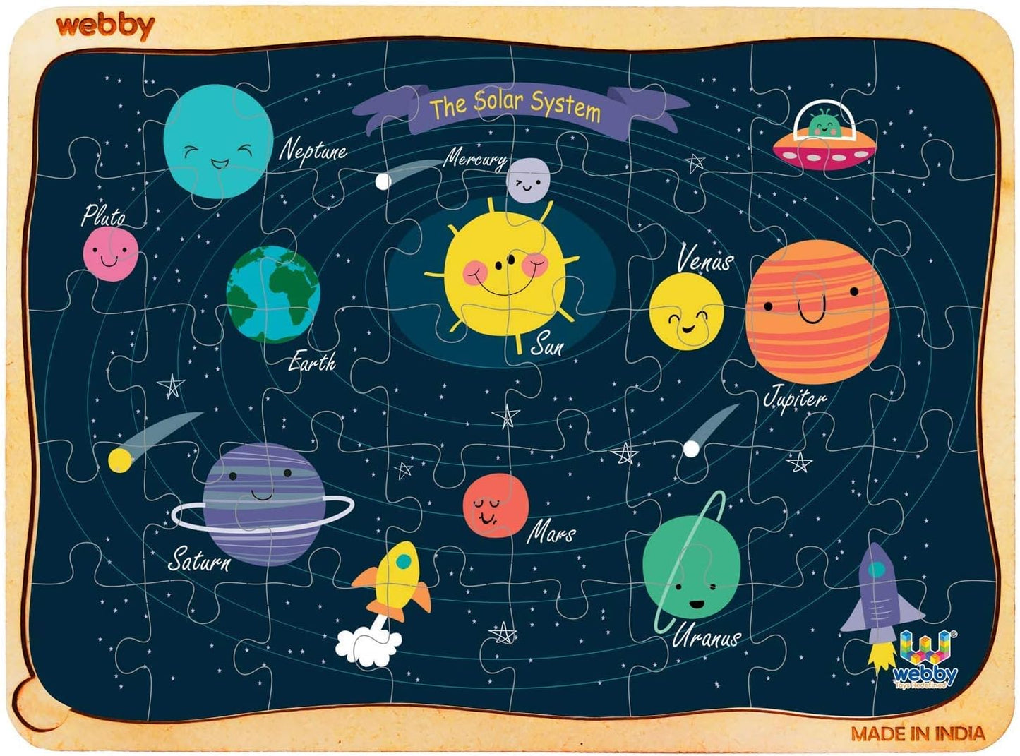 Webby Kids Wooden Jigsaw Puzzle | 40 Pieces | Educational Puzzle for 3-6 Years | Enhances Problem-Solving & Concentration | Includes Wooden Tray for Easy Storage