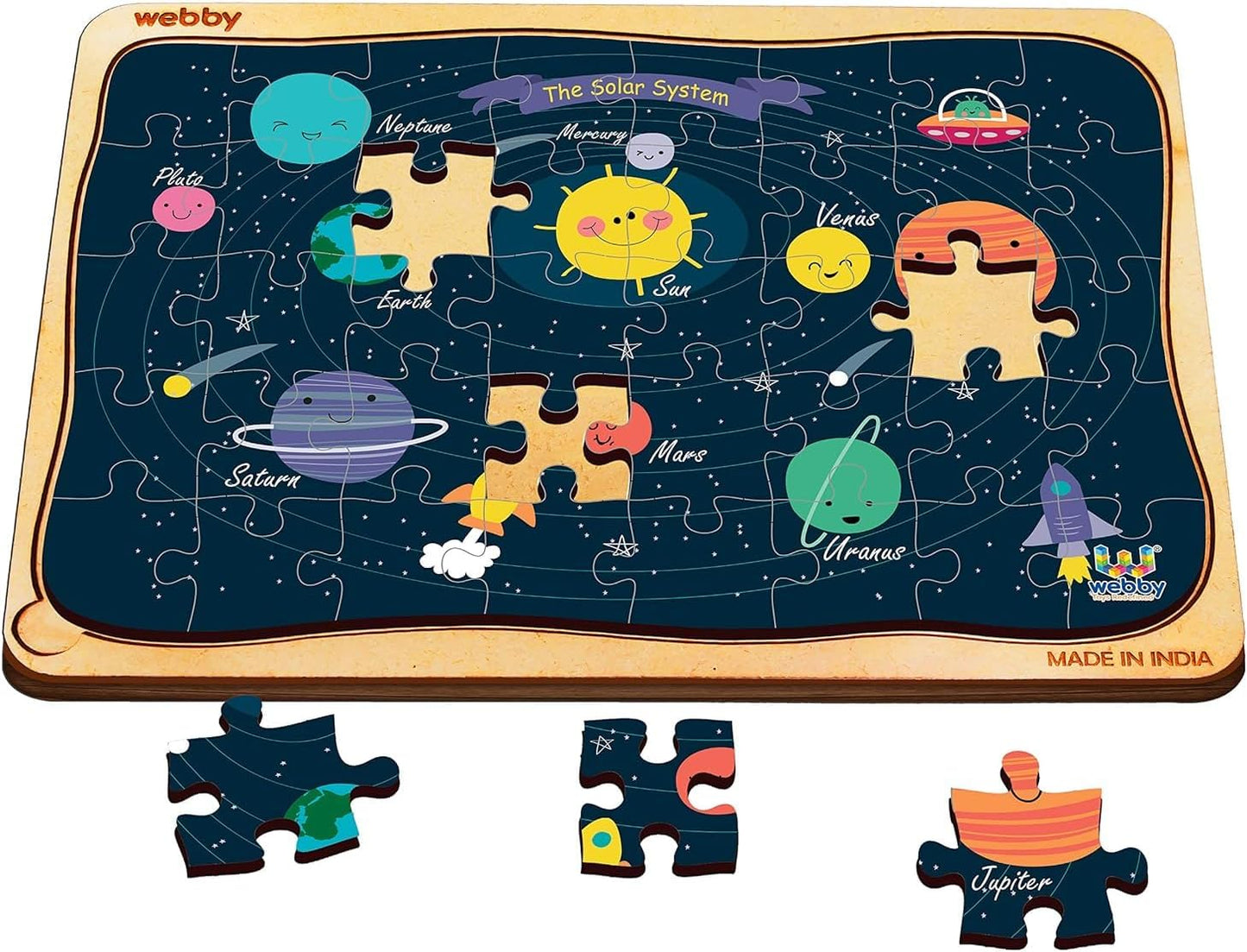 Webby Kids Wooden Jigsaw Puzzle | 40 Pieces | Educational Puzzle for 3-6 Years | Enhances Problem-Solving & Concentration | Includes Wooden Tray for Easy Storage