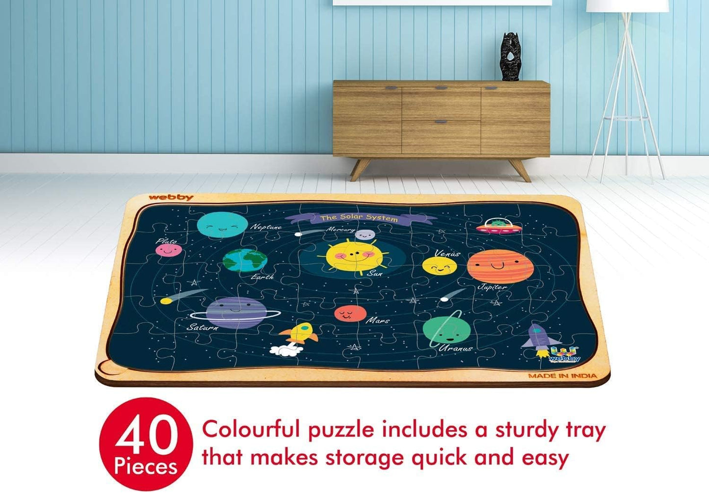 Webby Kids Wooden Jigsaw Puzzle | 40 Pieces | Educational Puzzle for 3-6 Years | Enhances Problem-Solving & Concentration | Includes Wooden Tray for Easy Storage