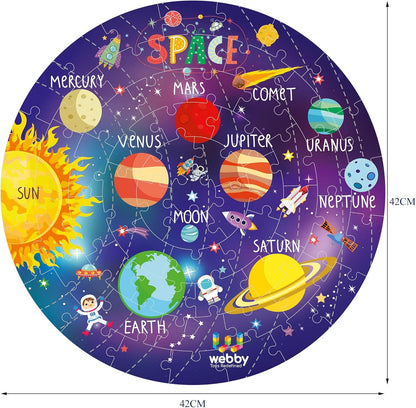 Webby Kid Jigsaw Floor Puzzle | 60 Pieces | Includes 4 Double-Sided Flashcards | Round-Shaped Educational Puzzle | Improves Memory, Concentration & Color Recognition for Kids