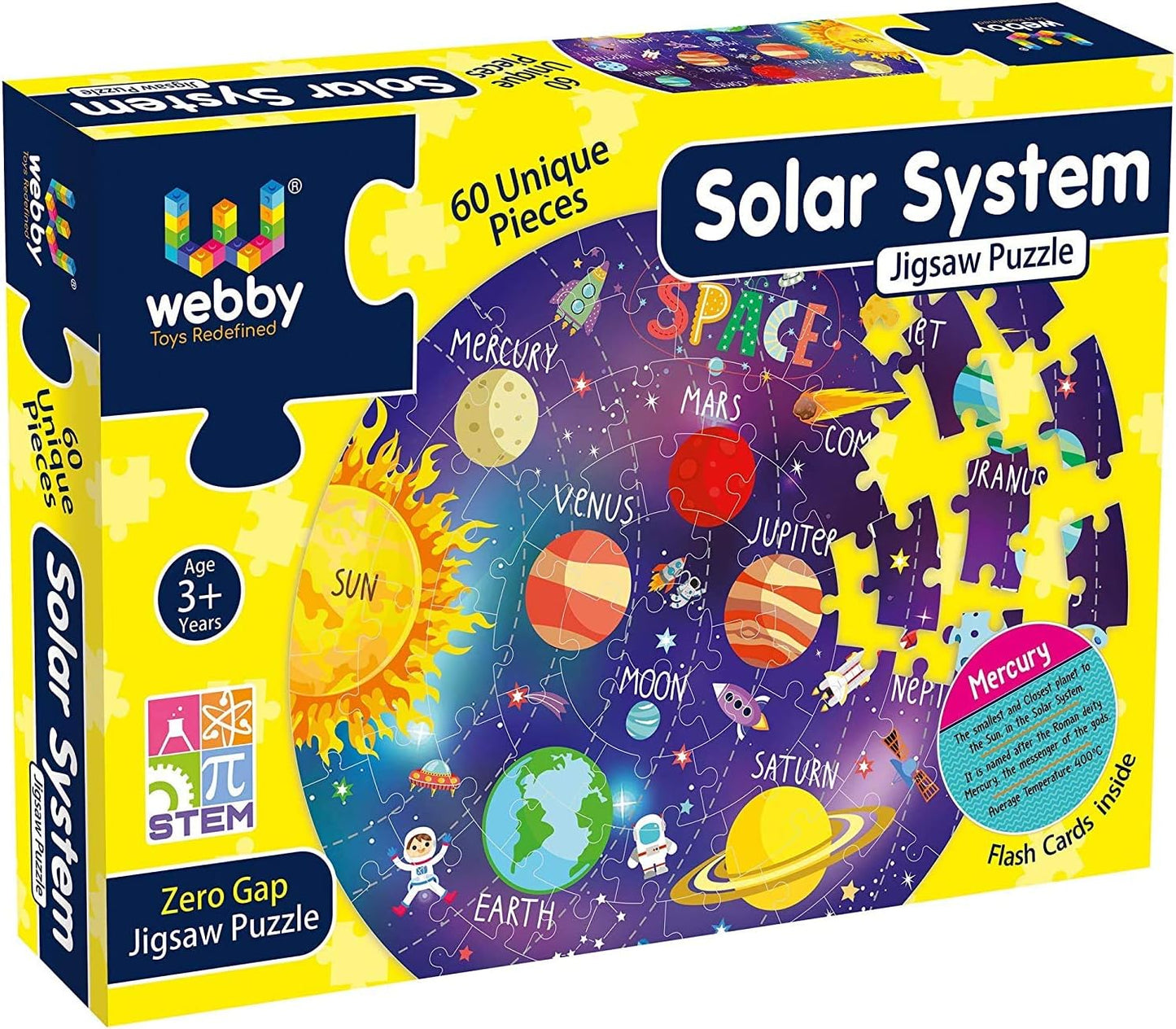 Webby Kid Jigsaw Floor Puzzle | 60 Pieces | Includes 4 Double-Sided Flashcards | Round-Shaped Educational Puzzle | Improves Memory, Concentration & Color Recognition for Kids
