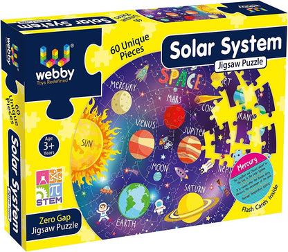 Webby Kid Jigsaw Floor Puzzle | 60 Pieces | Includes 4 Double-Sided Flashcards | Round-Shaped Educational Puzzle | Improves Memory, Concentration & Color Recognition for Kids