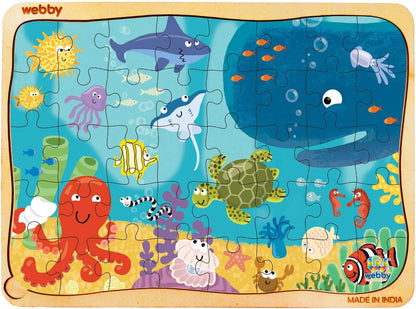 Webby Kids Wooden Jigsaw Puzzle | 40 Pieces | Educational Puzzle for 3-6 Years | Enhances Problem-Solving & Concentration | Includes Wooden Tray for Easy Storage