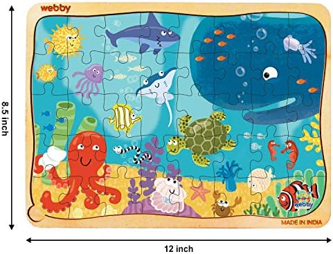Webby Kids Wooden Jigsaw Puzzle | 40 Pieces | Educational Puzzle for 3-6 Years | Enhances Problem-Solving & Concentration | Includes Wooden Tray for Easy Storage