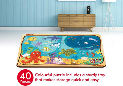 Webby Kids Wooden Jigsaw Puzzle | 40 Pieces | Educational Puzzle for 3-6 Years | Enhances Problem-Solving & Concentration | Includes Wooden Tray for Easy Storage